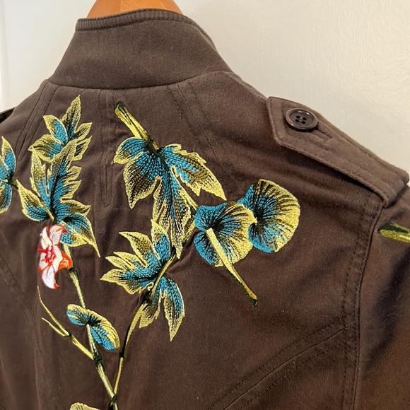 Karen Millen vintage cropped army green embroidered jacket - Picture 5 of 11